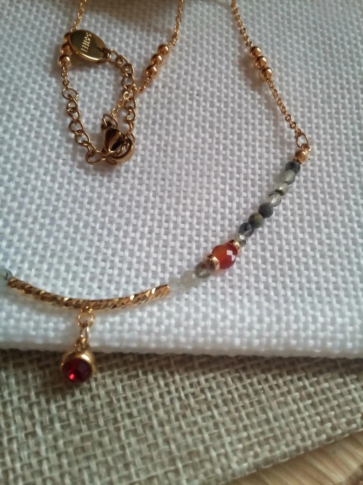 Collier pierres agate mousse et agate rouge – photo 4